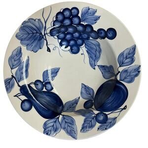 Pier 1 Melinda Blue Large Round Coupe Earthenware Serving Bowl